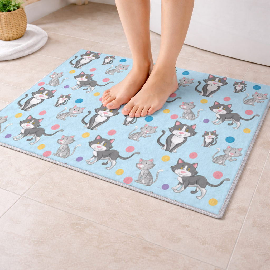cat repeat pattern Bath Mat
