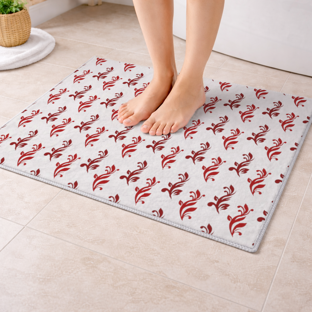 Burgundy Baroque Swirls Bath Mat