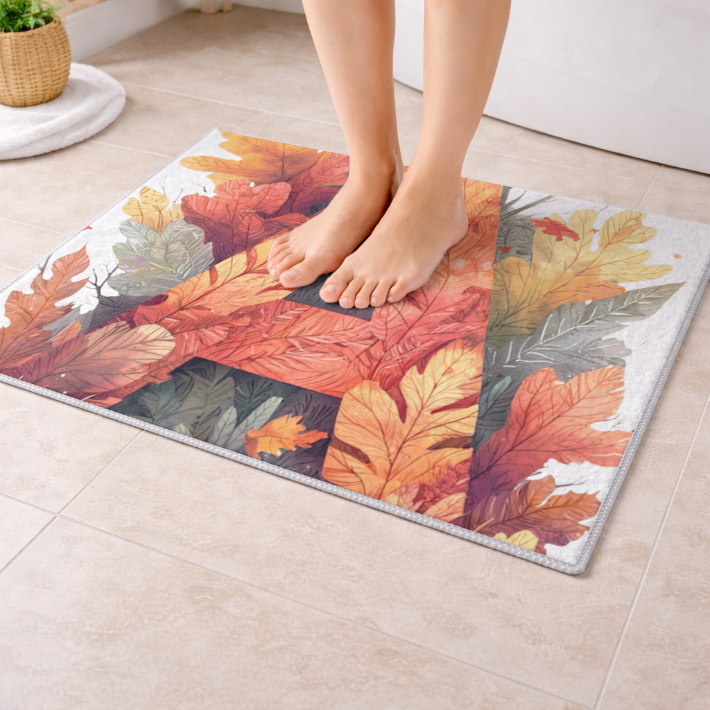Autumn Leaf Letter A Monogram Bath Mat
