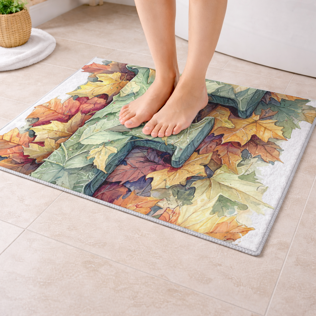 Autumn Leaf Monogram F Bath Mat