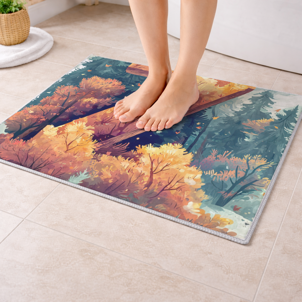 Autumn Leaf Forest Letter Z Bath Mat