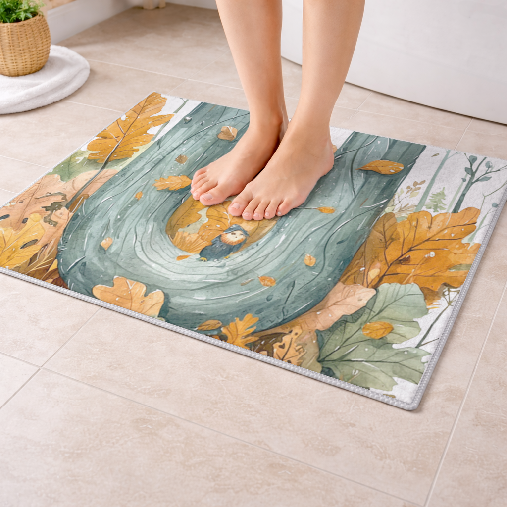 Autumn Woodland Initial Letter U Bath Mat