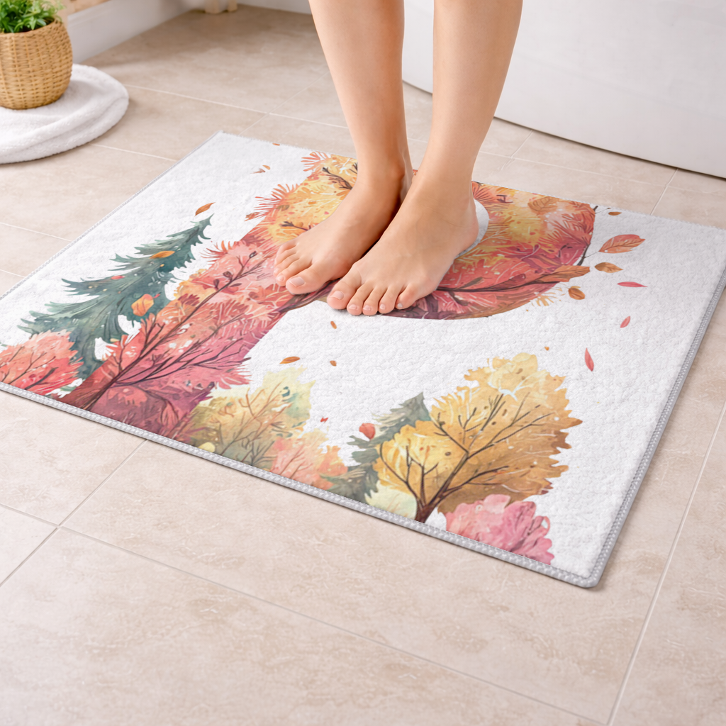 Autumn Forest Letter P with Bird Bath Mat