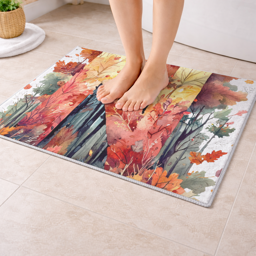 Autumn Leaf Monogram N Bath Mat