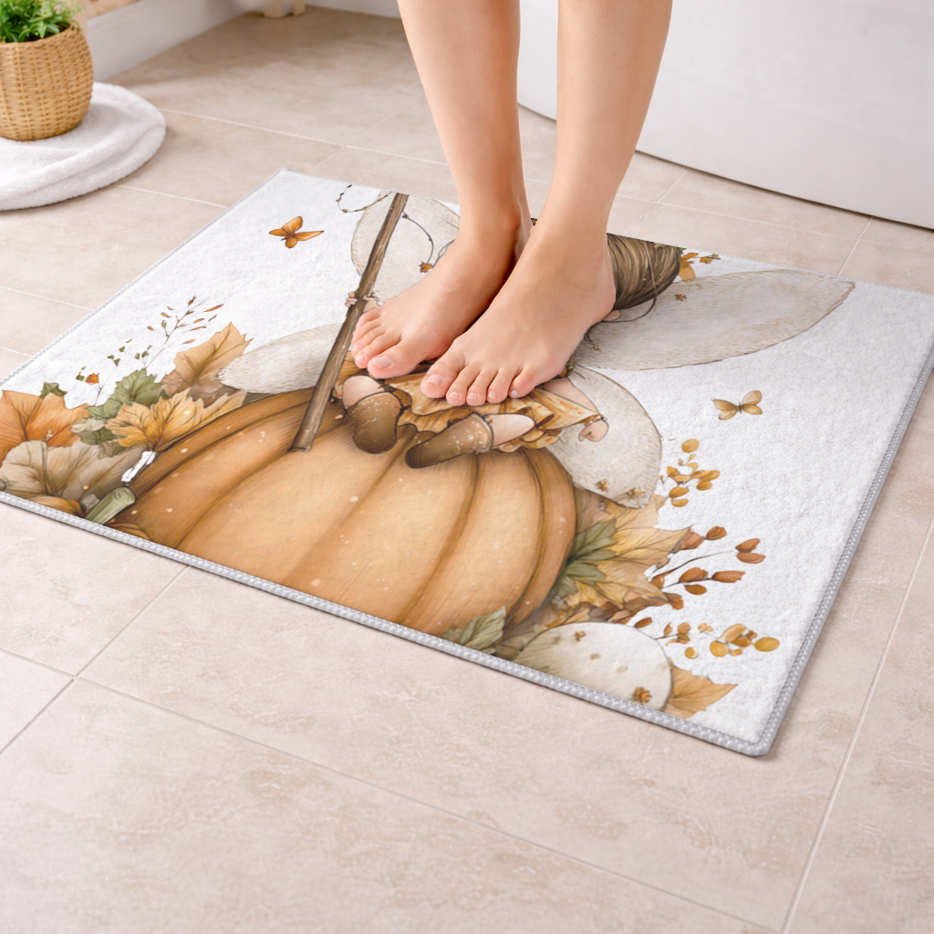 Sonbahar Balkabağı Perisi Banyo Halısı