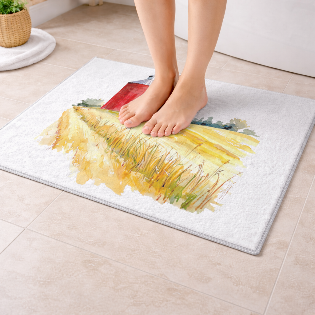 Red Farm Silo and Golden Wheat Field