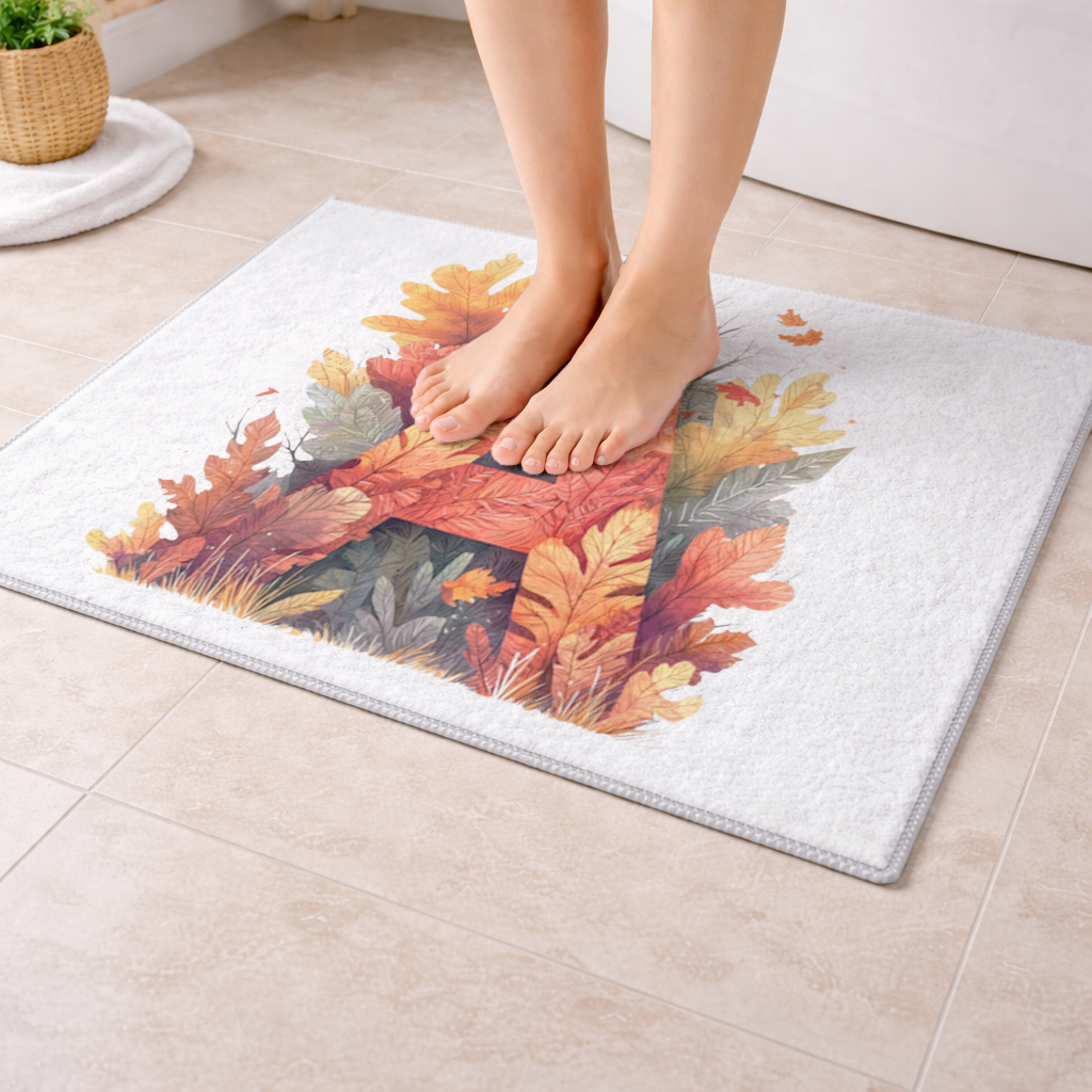 Sonbahar Yapraklı A Harfi Banyo Halısı