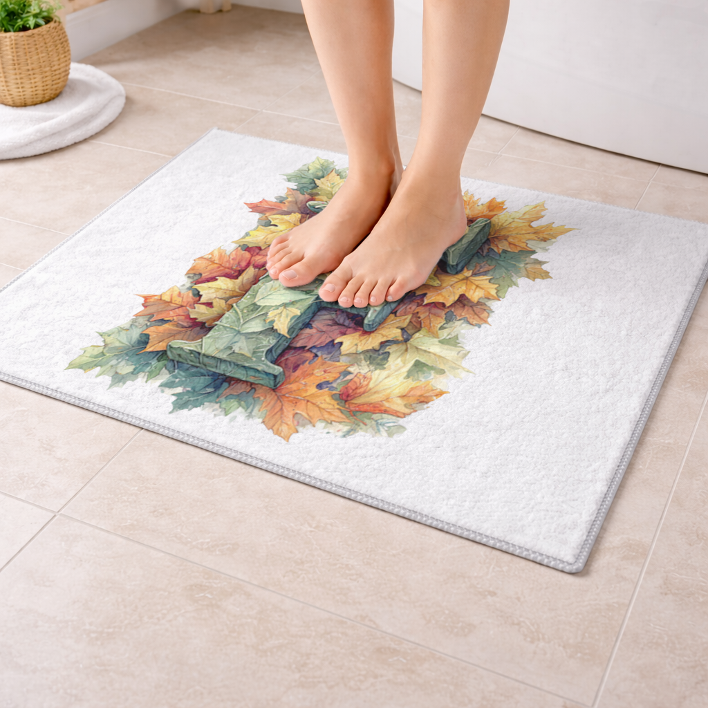 Autumn Leaf Monogram F Bath Mat