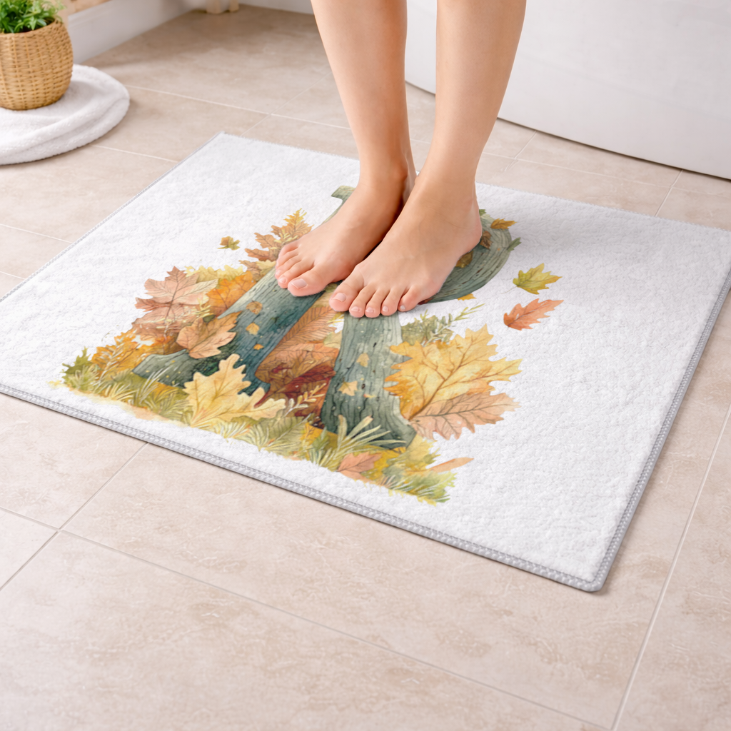 Sonbahar Yapraklı R Harfi Banyo Halısı