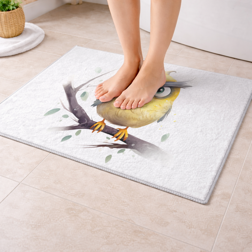 Huysuz Sarı Baykuş Banyo Halısı