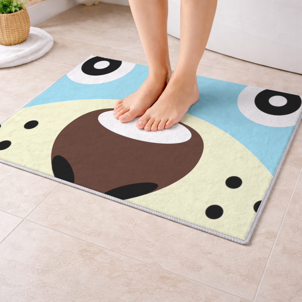Mavi Ayı Pooli-Tatlı ayı yüz deseni Banyo Halısı