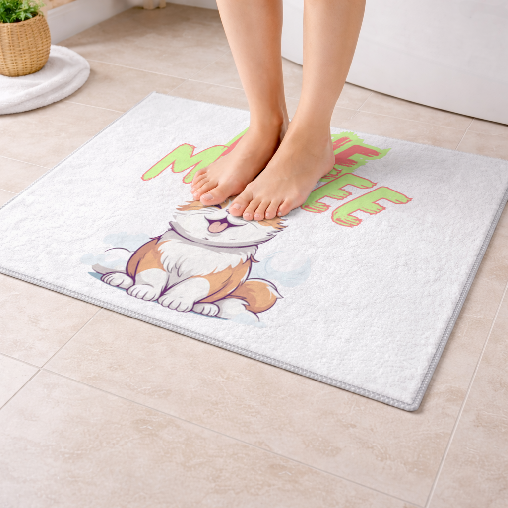 Sevimli Turuncu Kedi Love Me Banyo Halısı