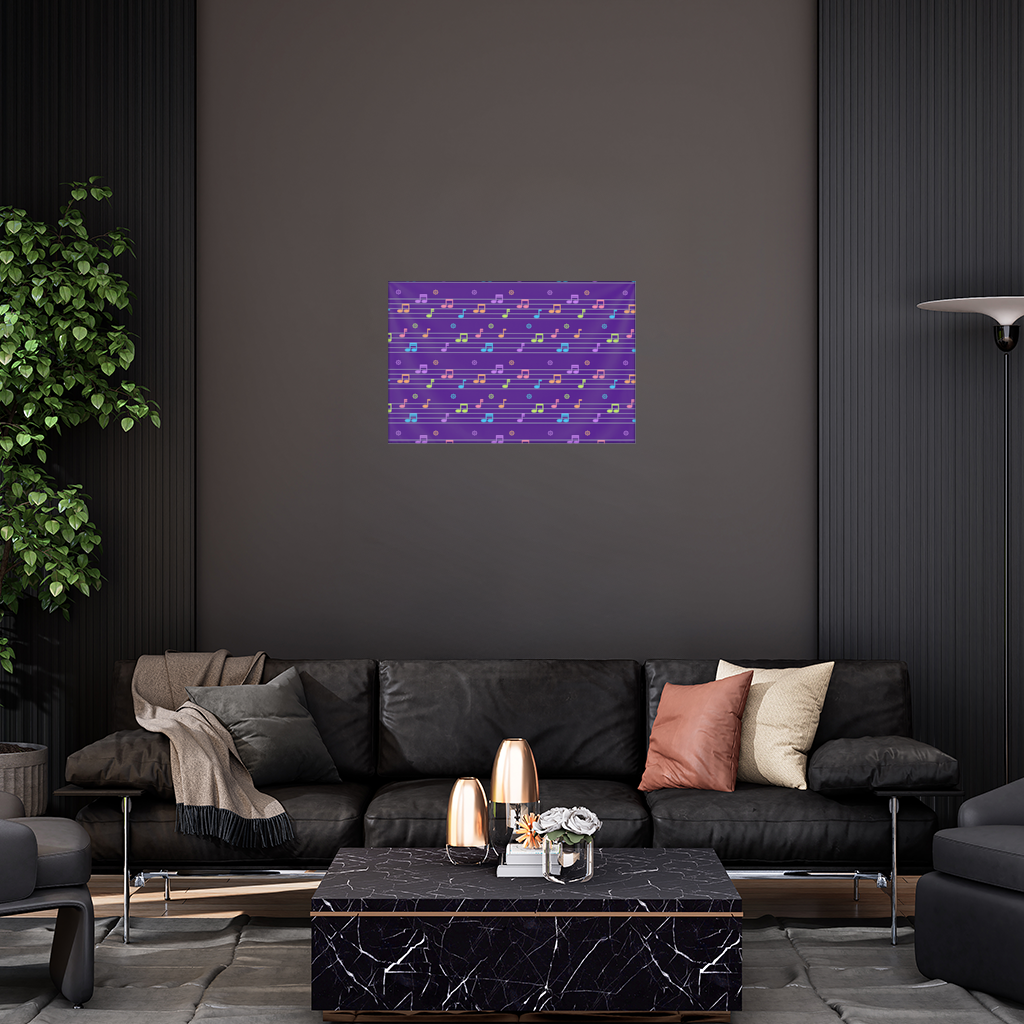 Colorful Music Notes and Modern Rhythm Seamless Pattern Wall Tapestry