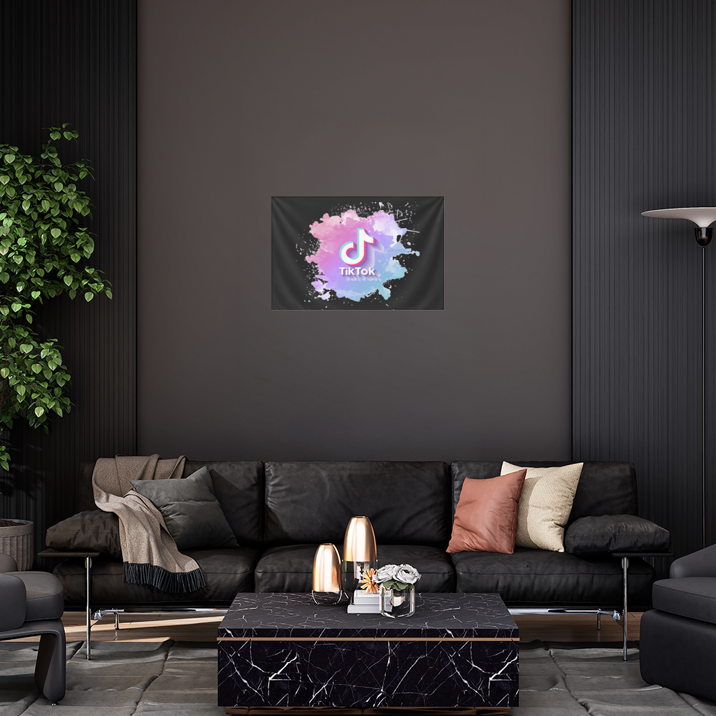 TikTok Logo with Watercolor Effect Wall Tapestry