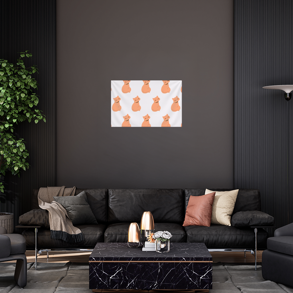 Kawaii Orange Cat Blep Wall Tapestry