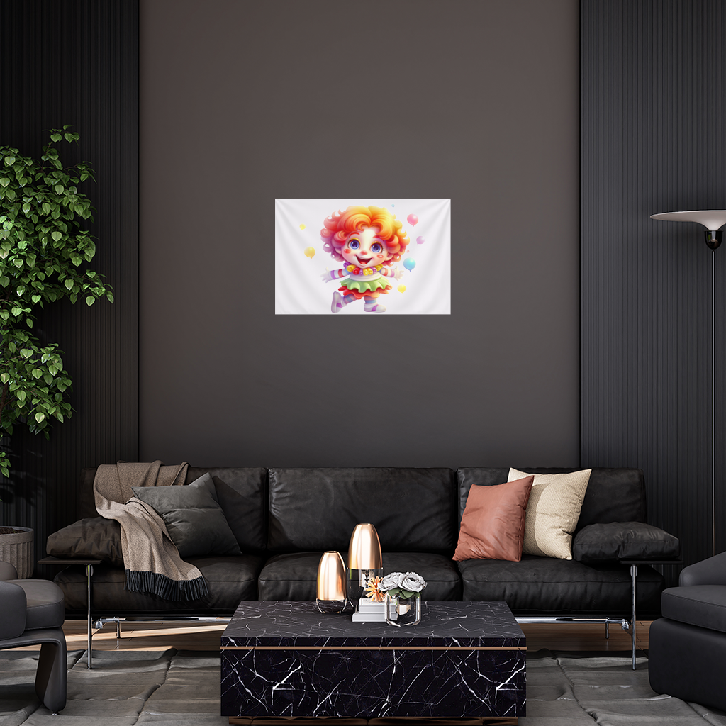 Cute Rainbow Hair Happy Clown Wall Tapestry