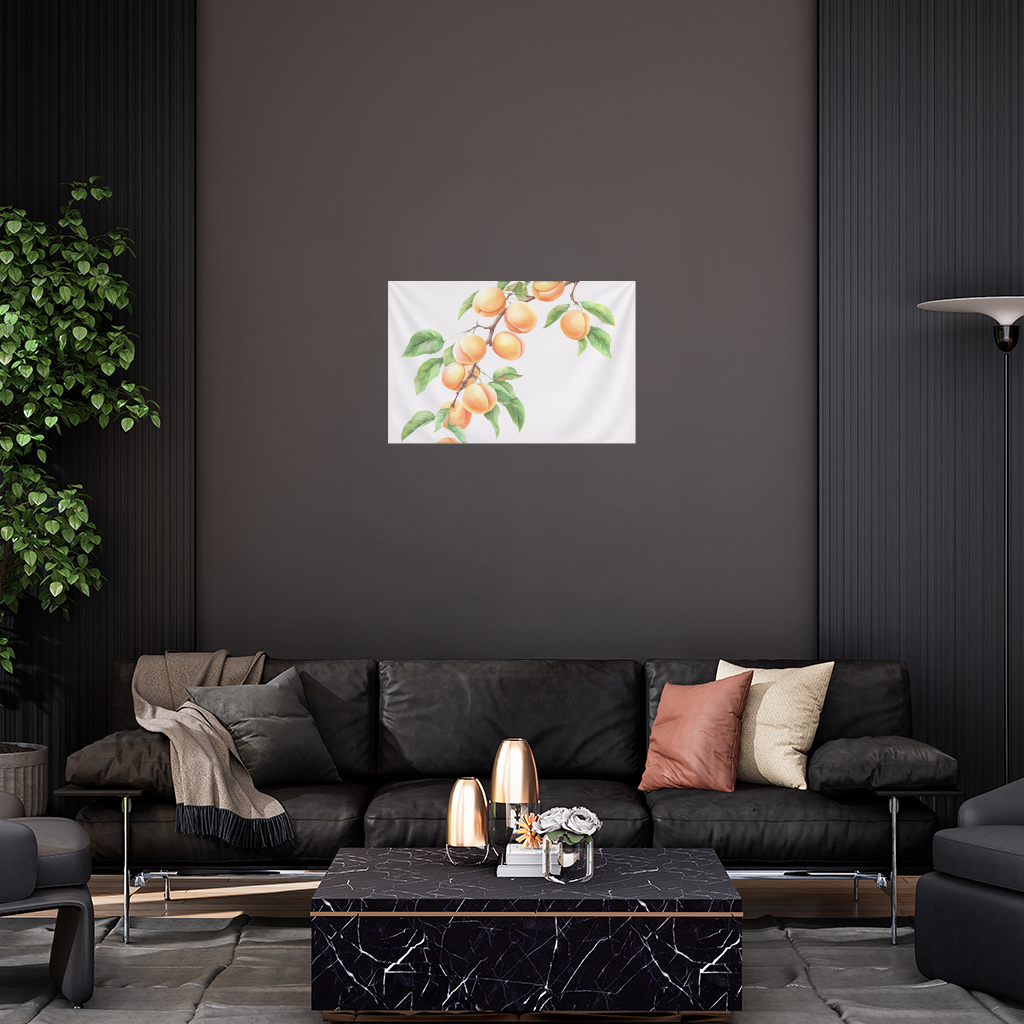 Ripe Orange Apricot Fruit Branch Wall Tapestry