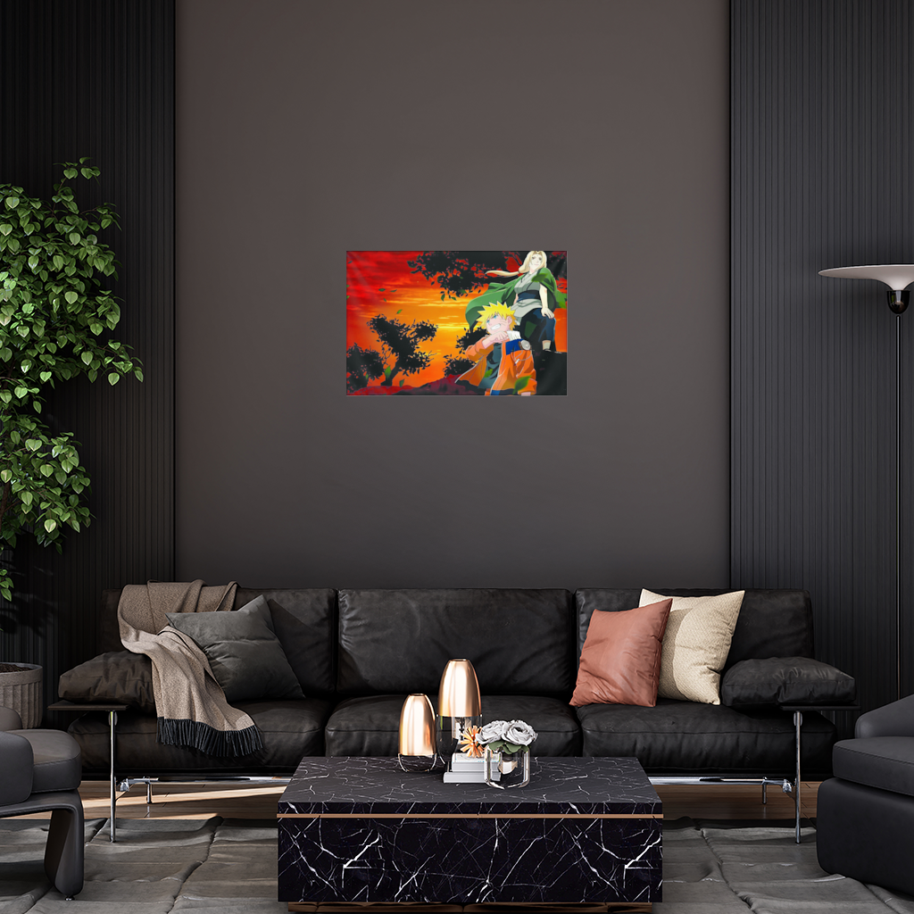 Orange Jacket Warrior Red Sunset Wall Tapestry