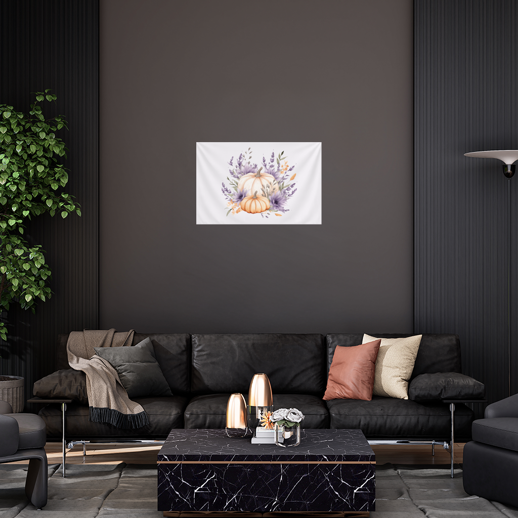 Lavender and Pumpkin Autumn Bouquet Wall Tapestry