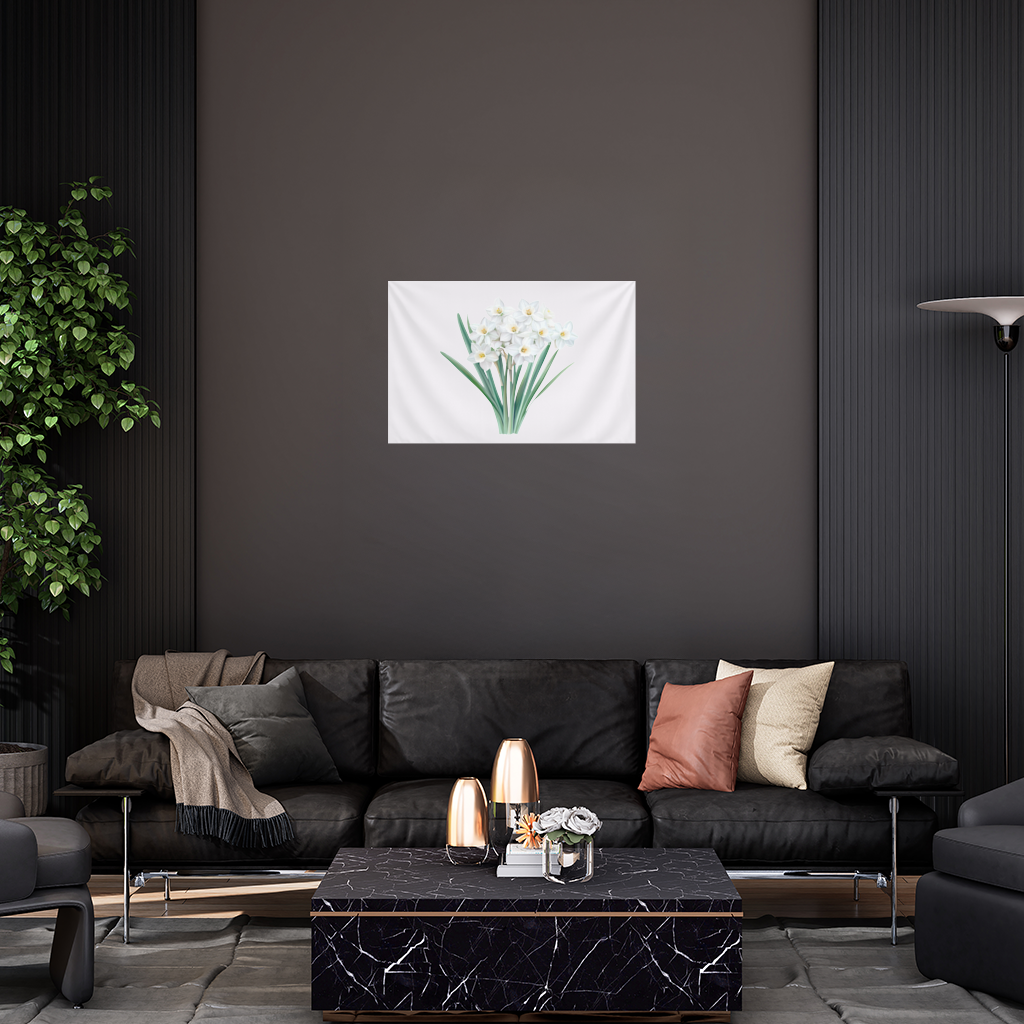 White Daffodil Bouquet Botanical Wall Tapestry
