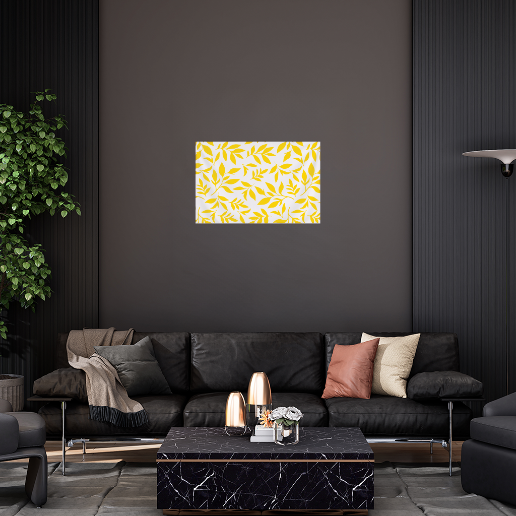Mustard Yellow Botanical Leaves Wall Tapestry