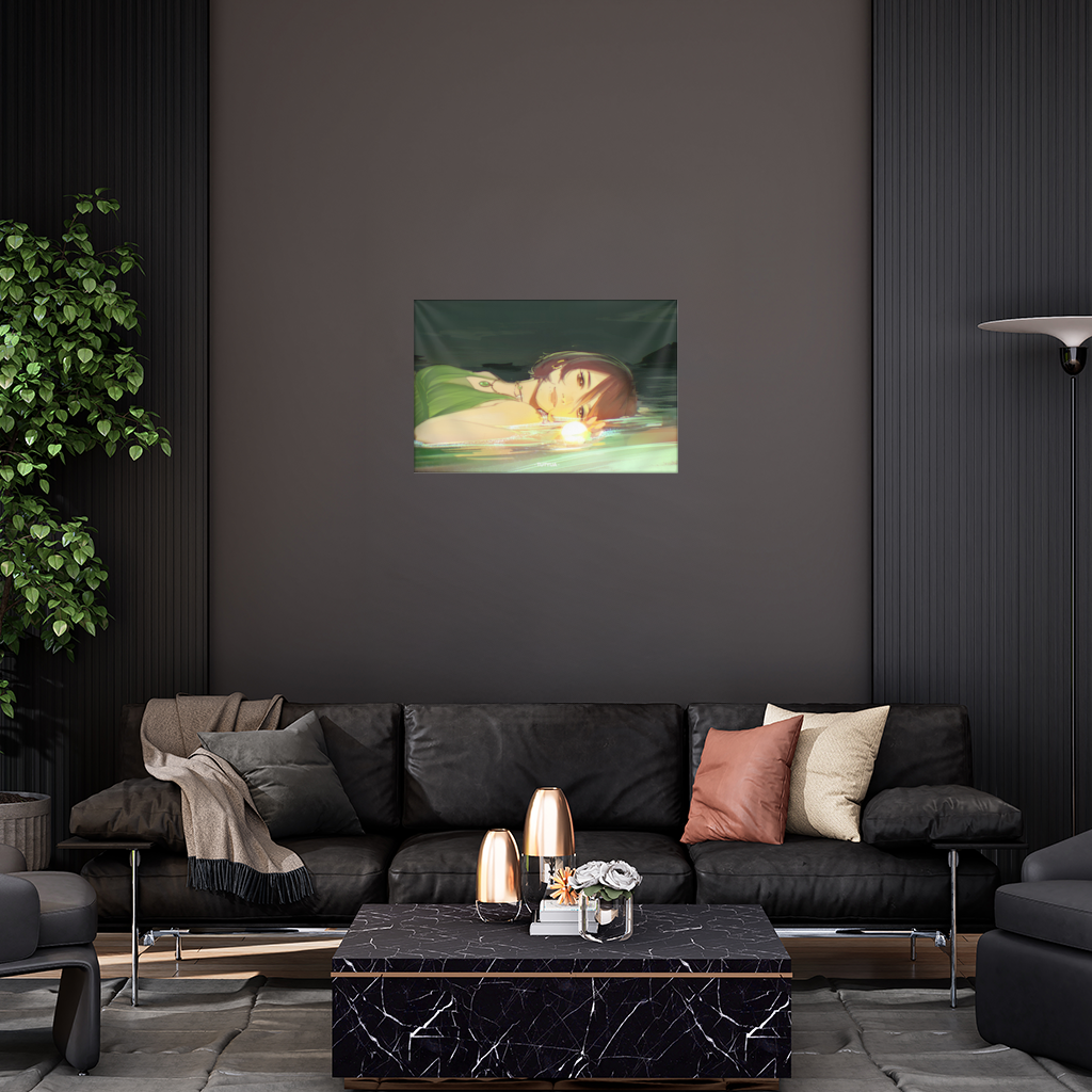 Sunset Glow Anime Girl Illustration Wall Tapestry