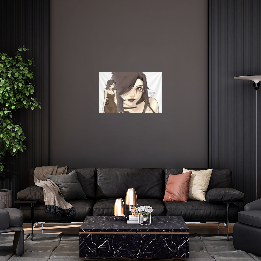 Goth Anime Girl Wall Tapestry