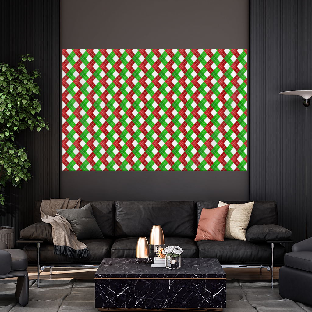 Red Green Argyle Plaid Background Pattern Wall Tapestry