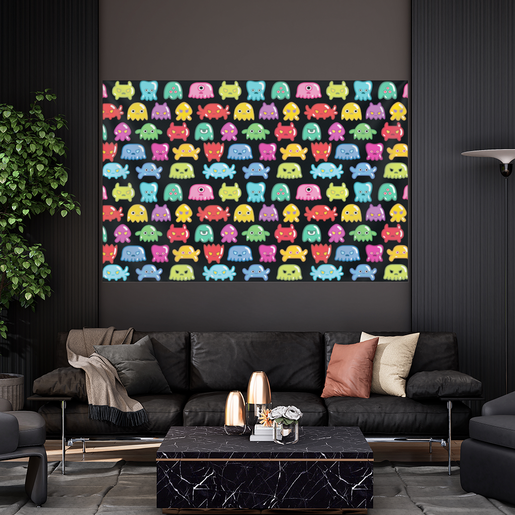 Cute Colorful Monsters Seamless Pattern Wall Tapestry