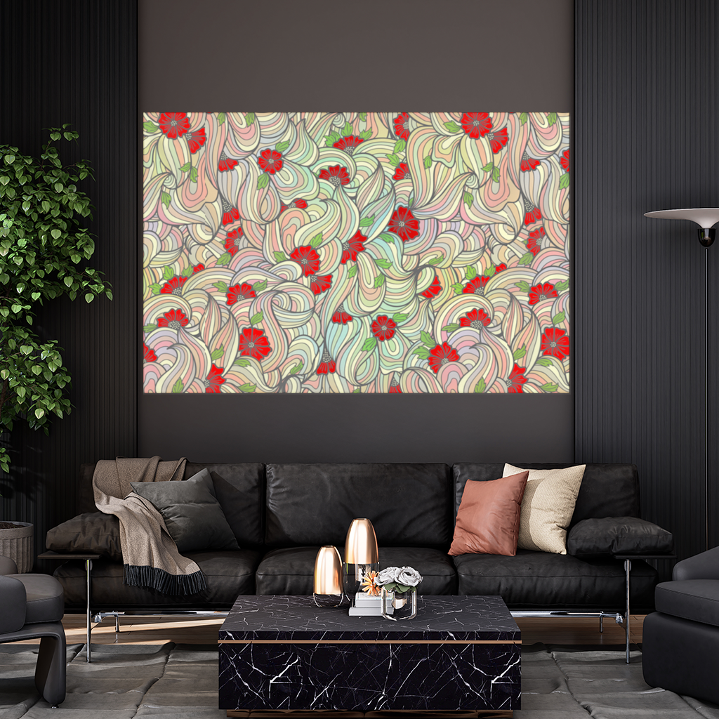 Floral Retro Wavy Pattern Wall Tapestry