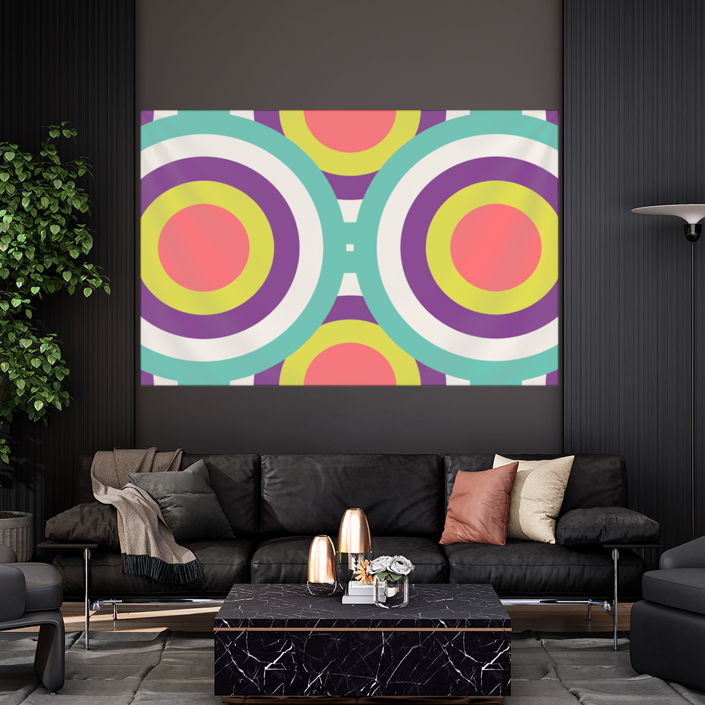Colorful Geometric Circle Pattern Wall Tapestry