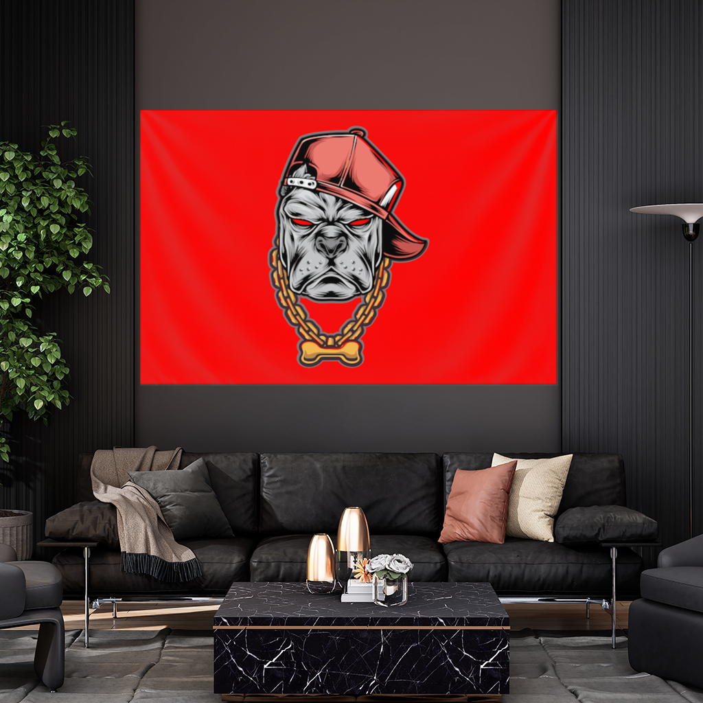 Hip Hop Style Gangster Dog Illustration Wall Tapestry