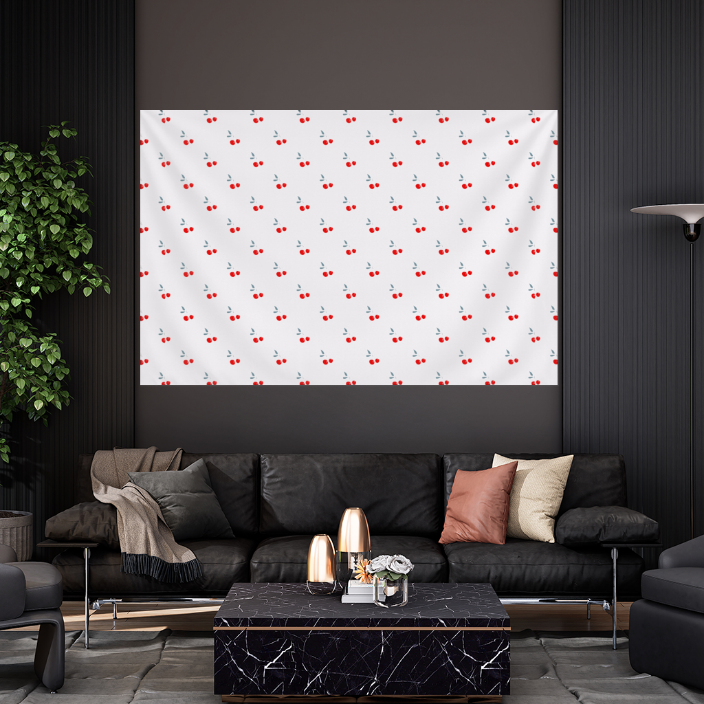 Minimal Cherry Repeat Pattern Background Wall Tapestry