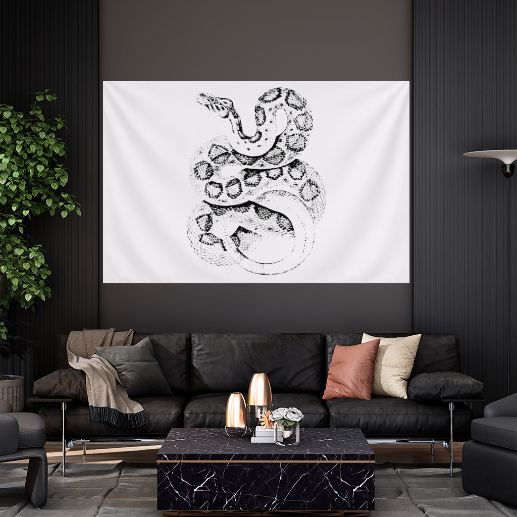 Detailed Vintage Rattlesnake Illustration Wall Tapestry