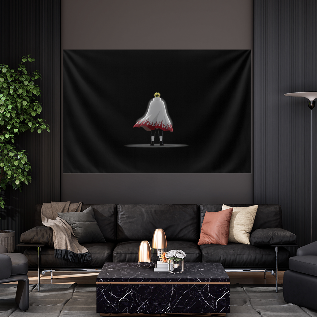 Power from Darkness Naruto Uzumaki Hokage Silhouette Wall Tapestry