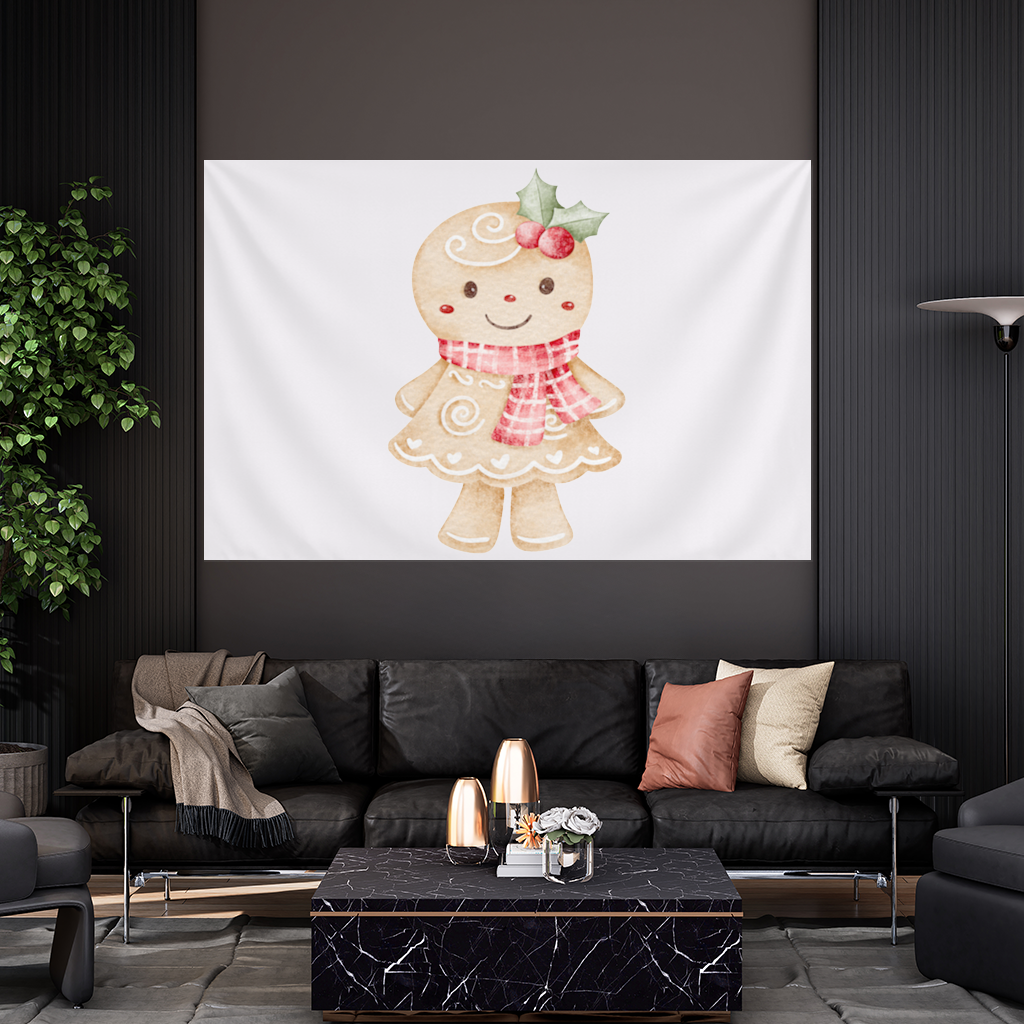 Cute Gingerbread Cookie Character Wall Tapestry