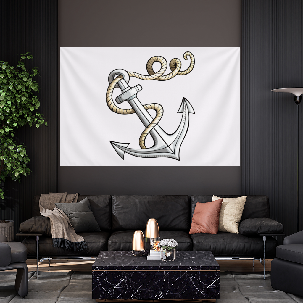 Sailor Anchor with Rope Tattoo Art Wall Tapestry