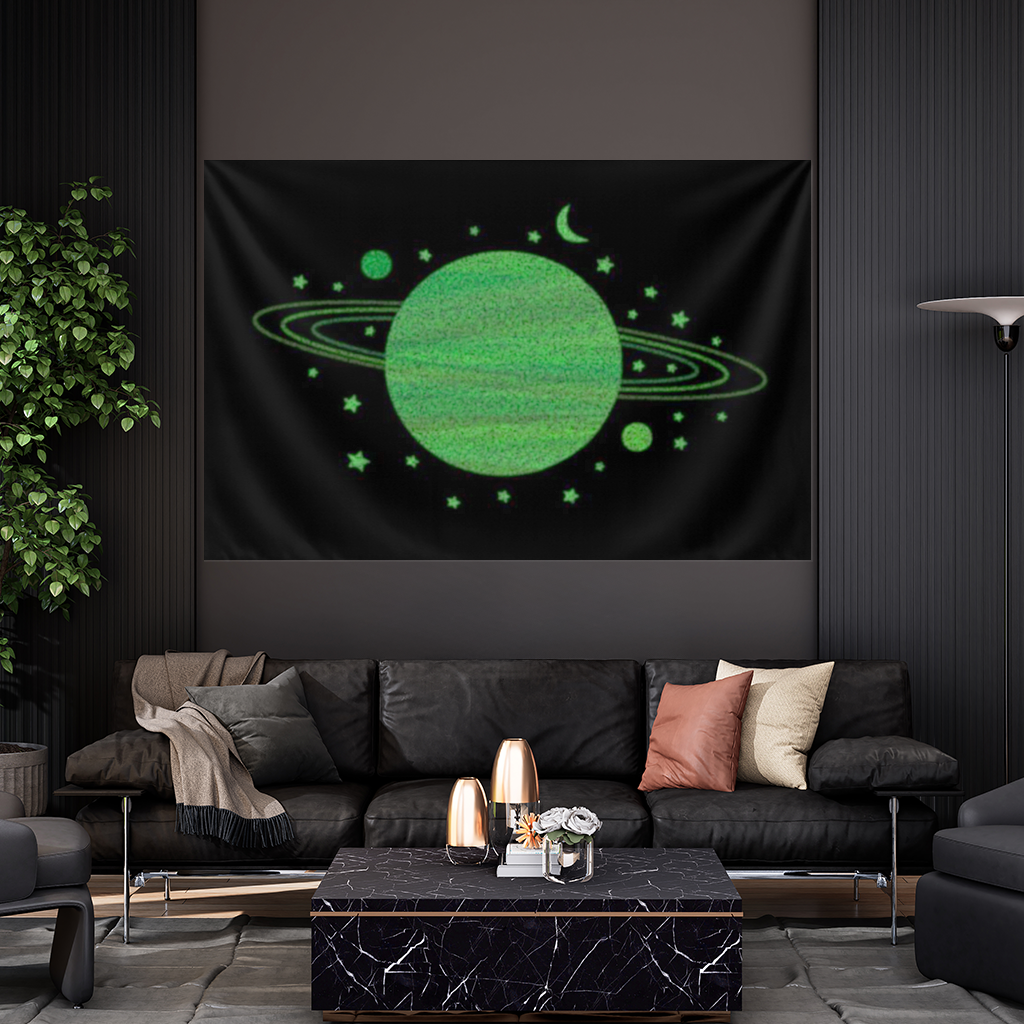 Yeşil parlak gezegenler Duvar Örtüsü