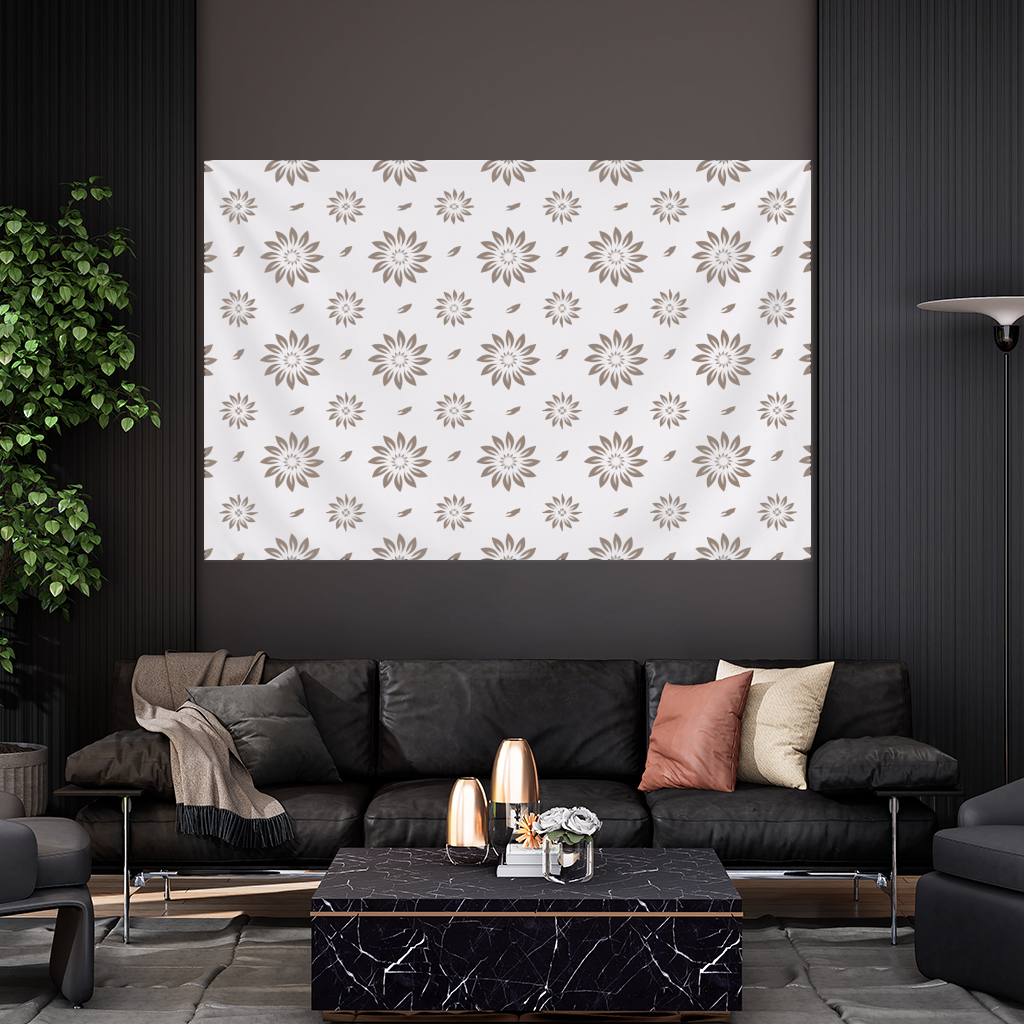 Minimalist Modern Brown Floral Pattern Wall Tapestry