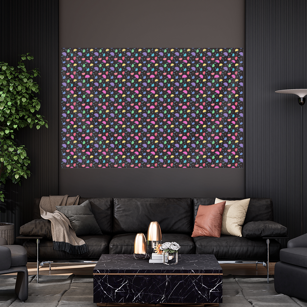 Colorful Heart Umbrellas Pattern Wall Tapestry