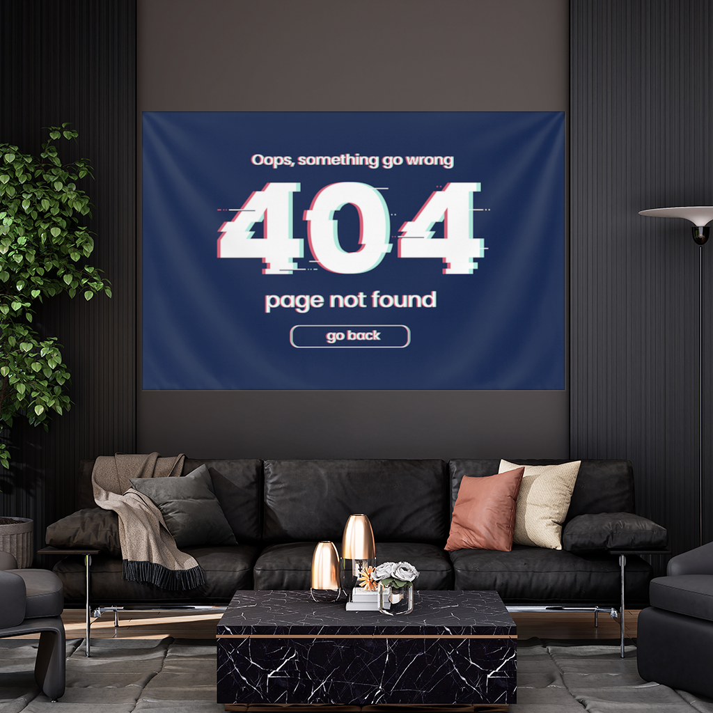 404 Error Glitch Design Wall Tapestry