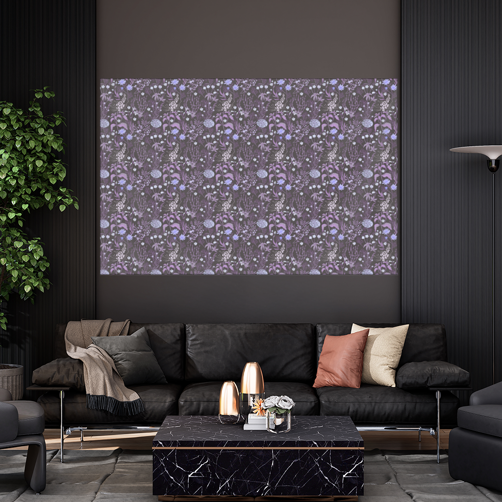 Purple Gothic Botanical Wall Tapestry