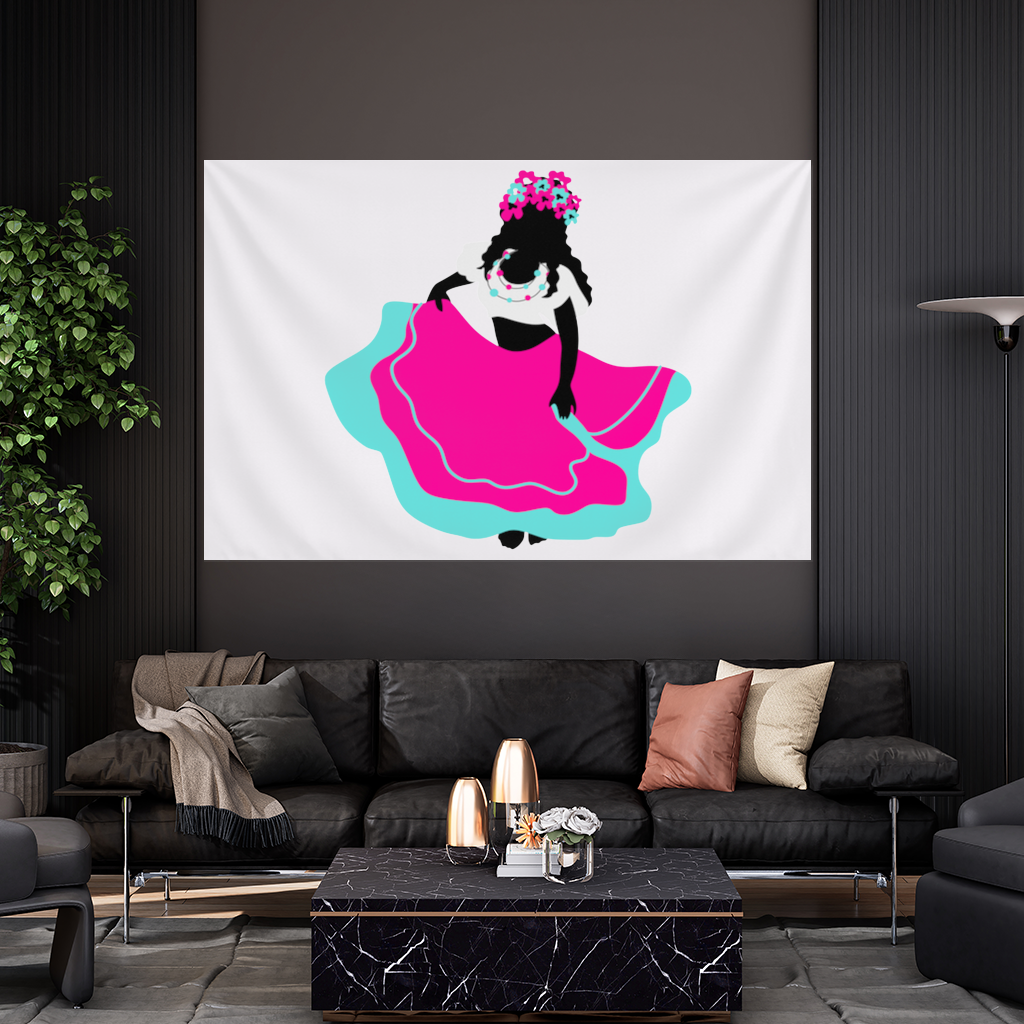 Mexican Folklorico Dancer Silhouette Wall Tapestry