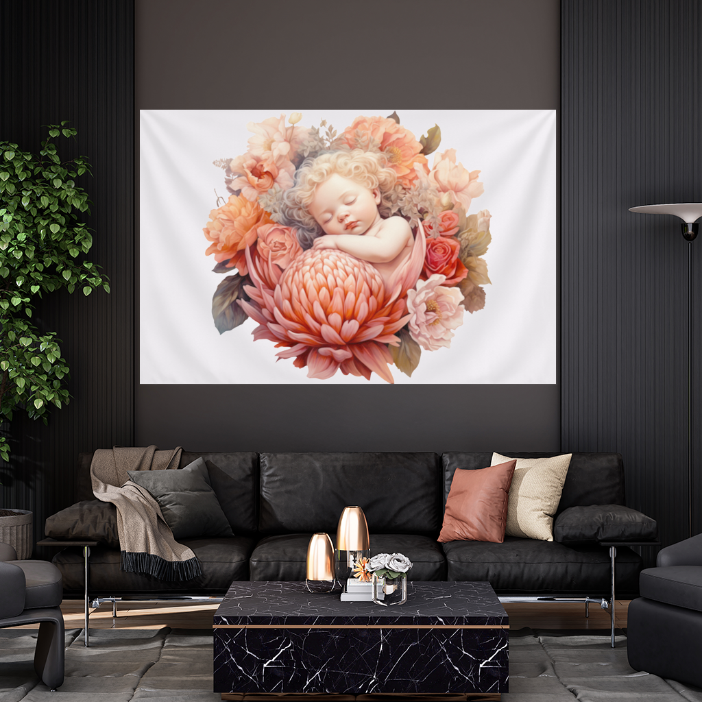 Ethereal Cottagecore Sleeping Baby Wall Tapestry