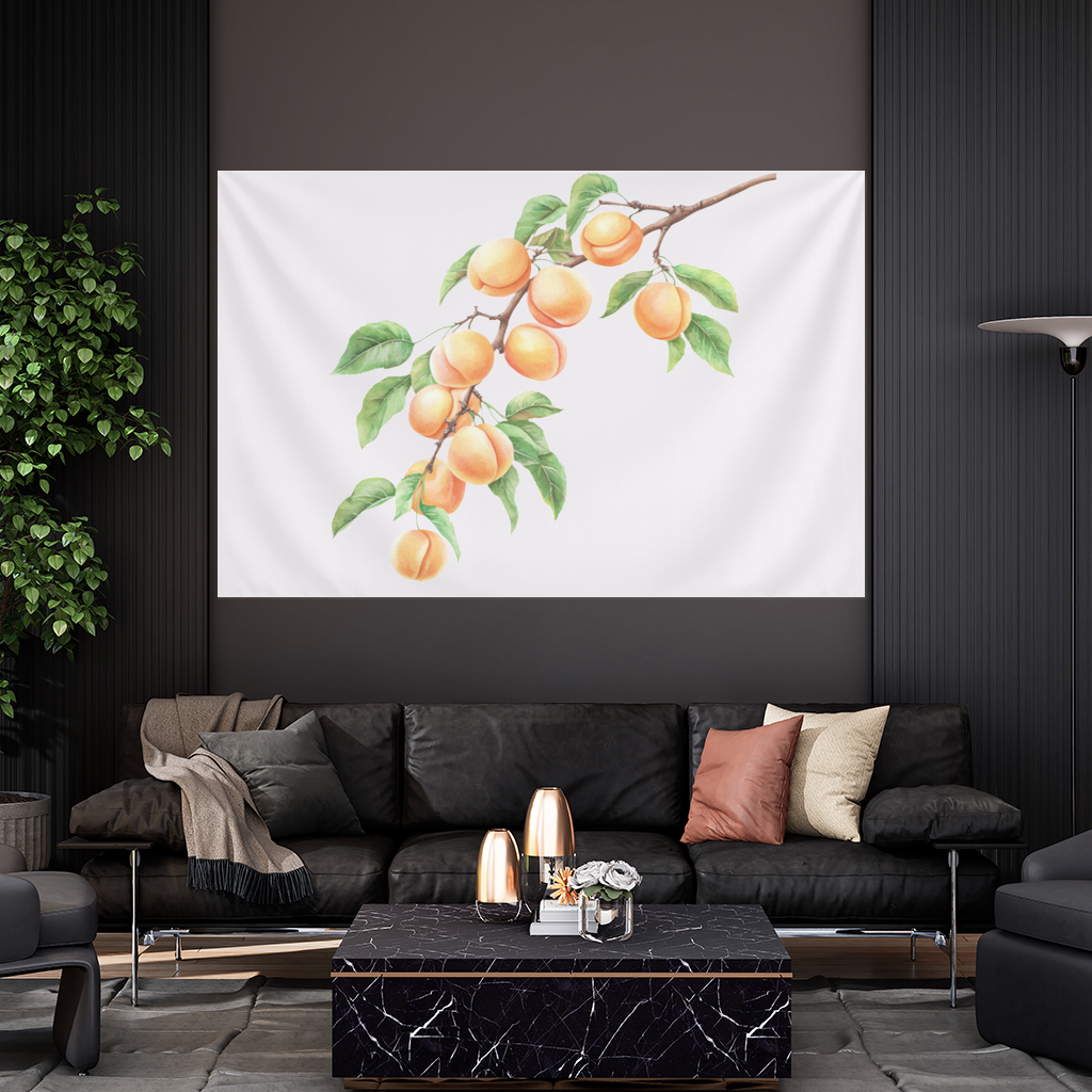 Ripe Orange Apricot Fruit Branch Wall Tapestry