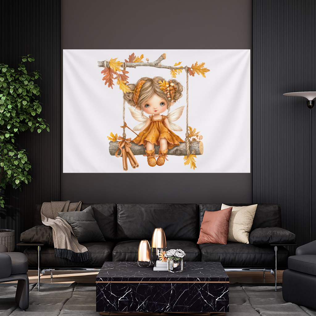 Whimsical Autumn Forest Fairy Wall Tapestry