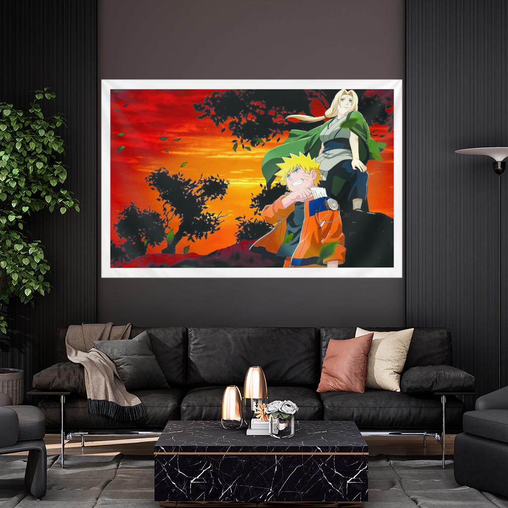 Orange Jacket Warrior Red Sunset Wall Tapestry