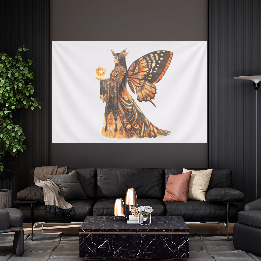 Monarch Kelebek Kanatlı Tanrıça Duvar Örtüsü