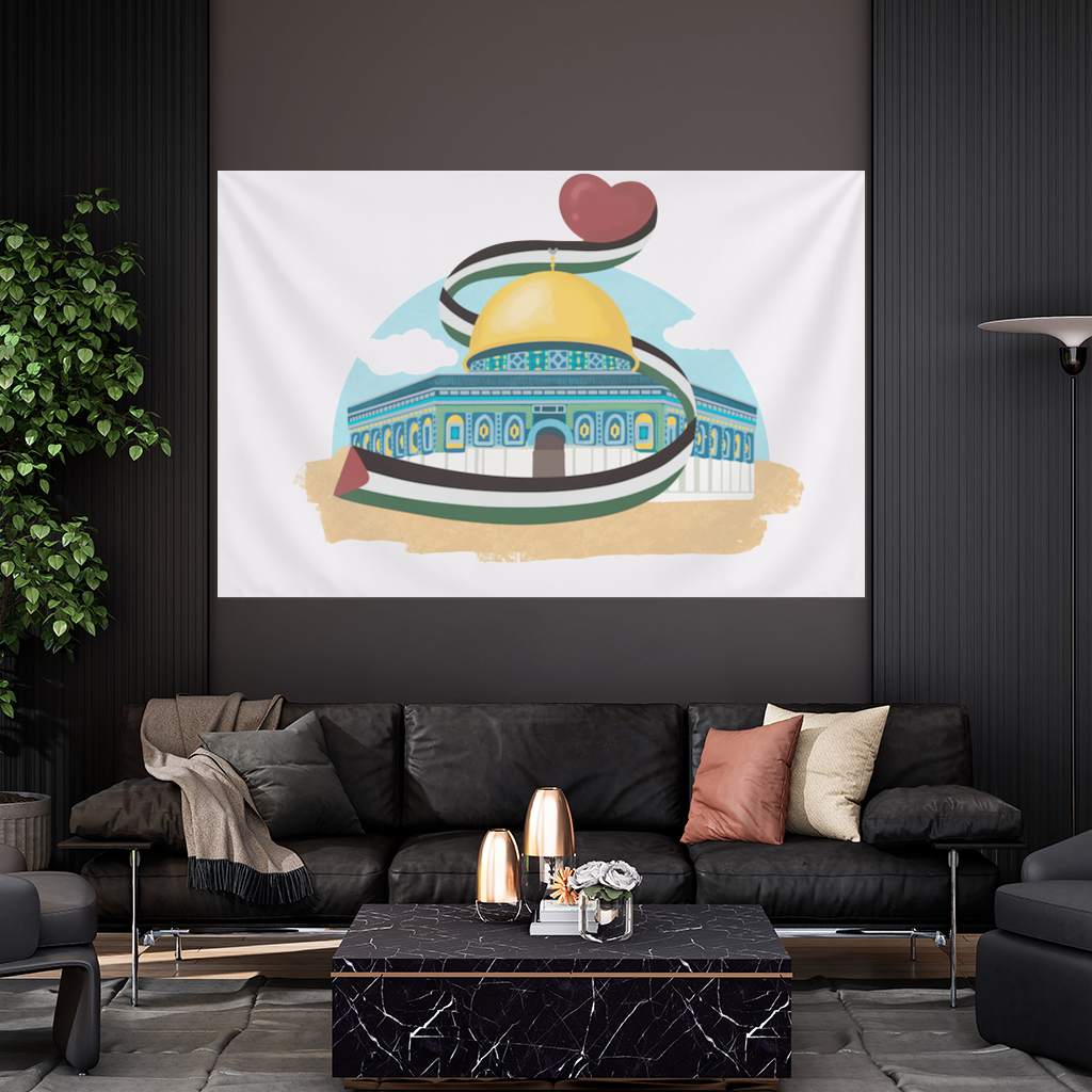 Kubbet-üs Sahra with the Palestinian flag and a heart Wall Tapestry