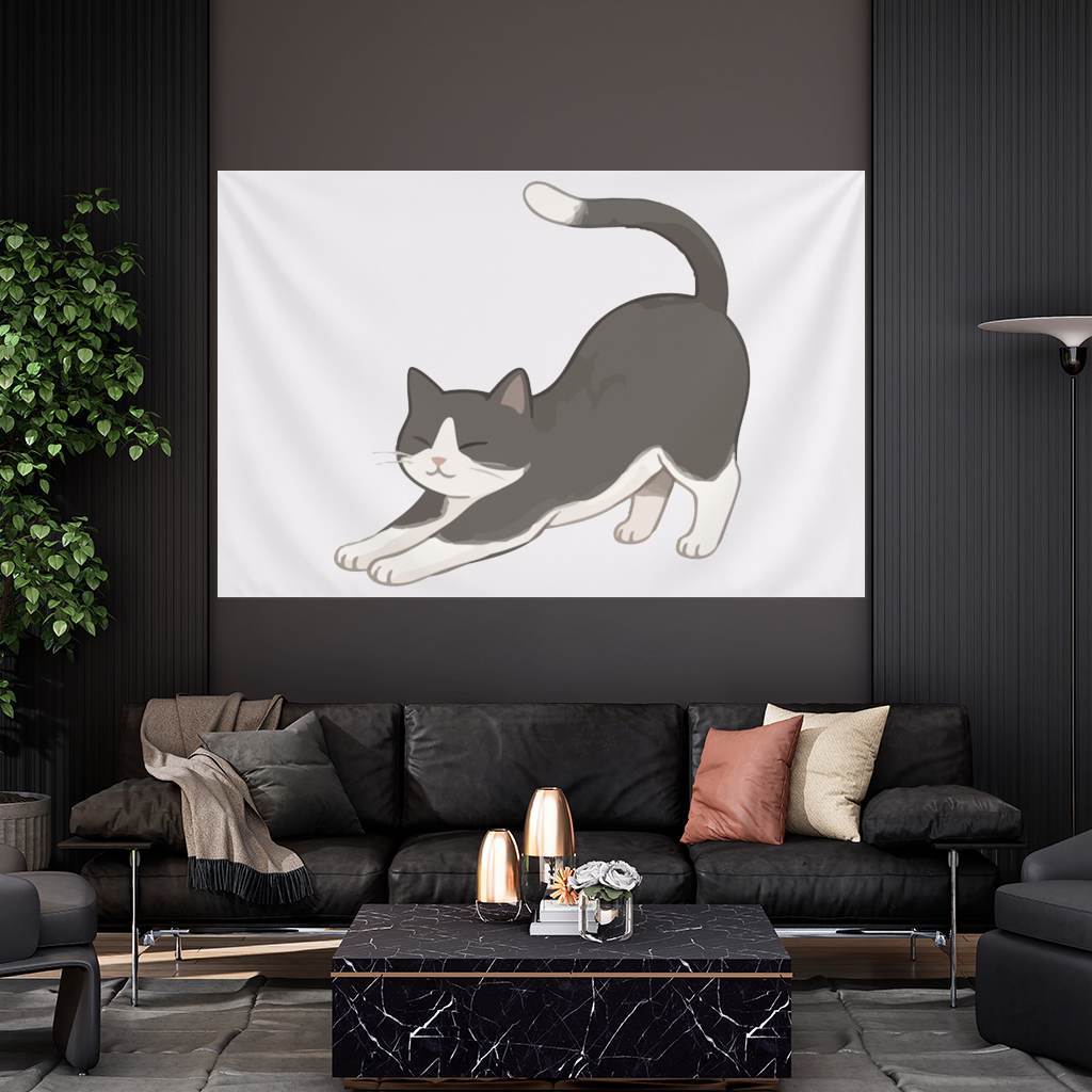 Stretching Tuxedo Cat 